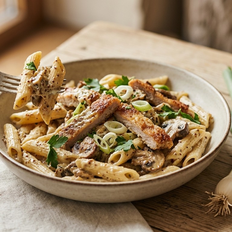 Pasta met mosterd-roomsaus recept