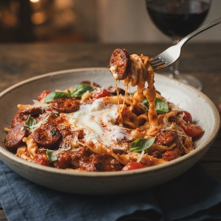 Pasta met pittige worst recept