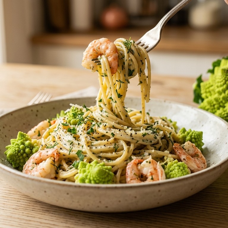Pasta met scampi en torentjesbloemkool recept