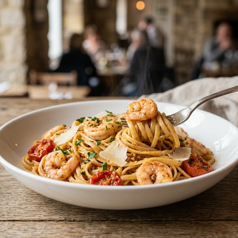 Pasta met scampi's en tomaat recept