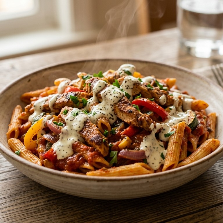 Pasta met shoarma recept