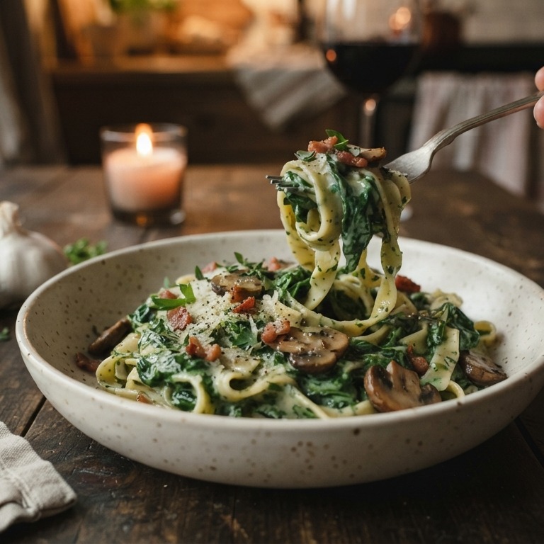 Pasta met spinazie en kruidenkaas recept
