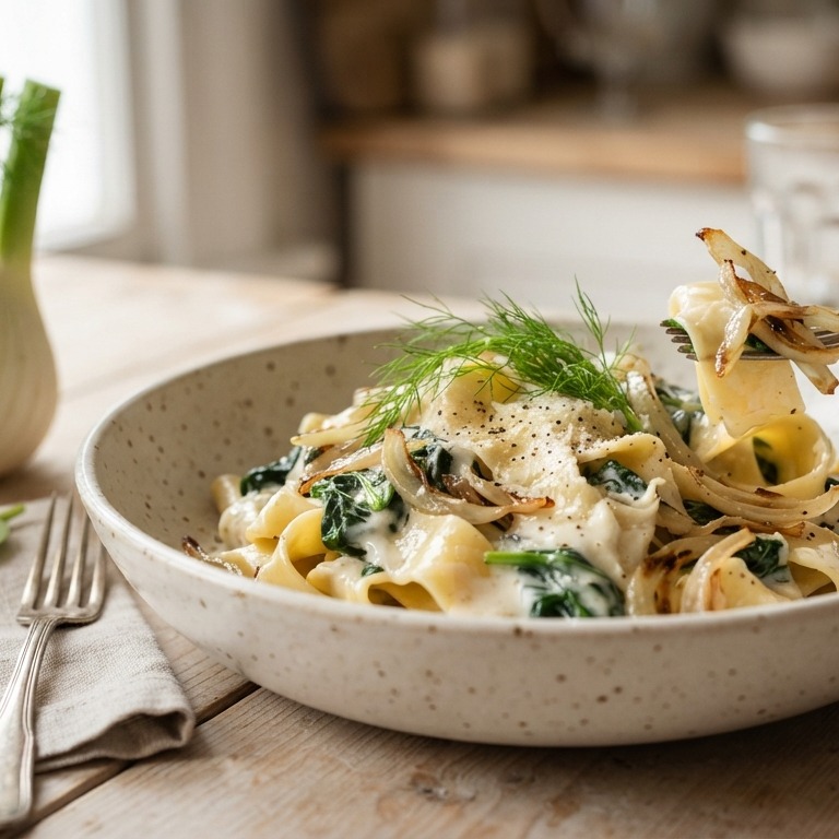 Pasta met spinazie en venkel recept