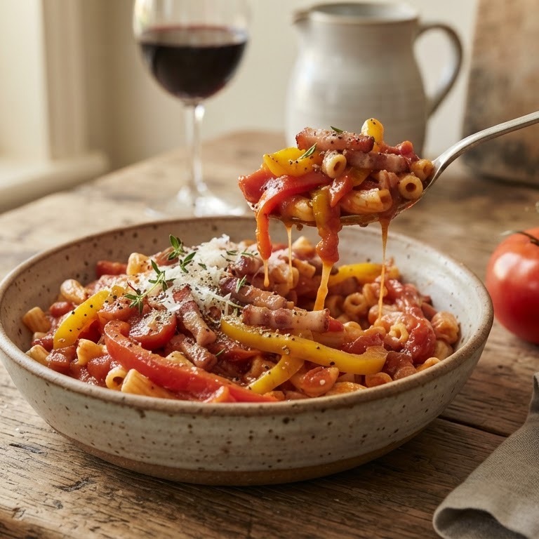 Pasta met tomaat en paprika recept