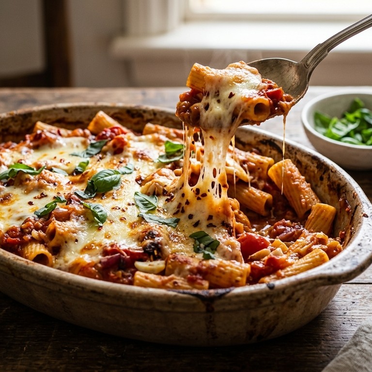 Pasta met tomaten en mozzarella uit de oven recept
