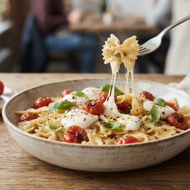 Pasta met tomaten en mozzarella recept
