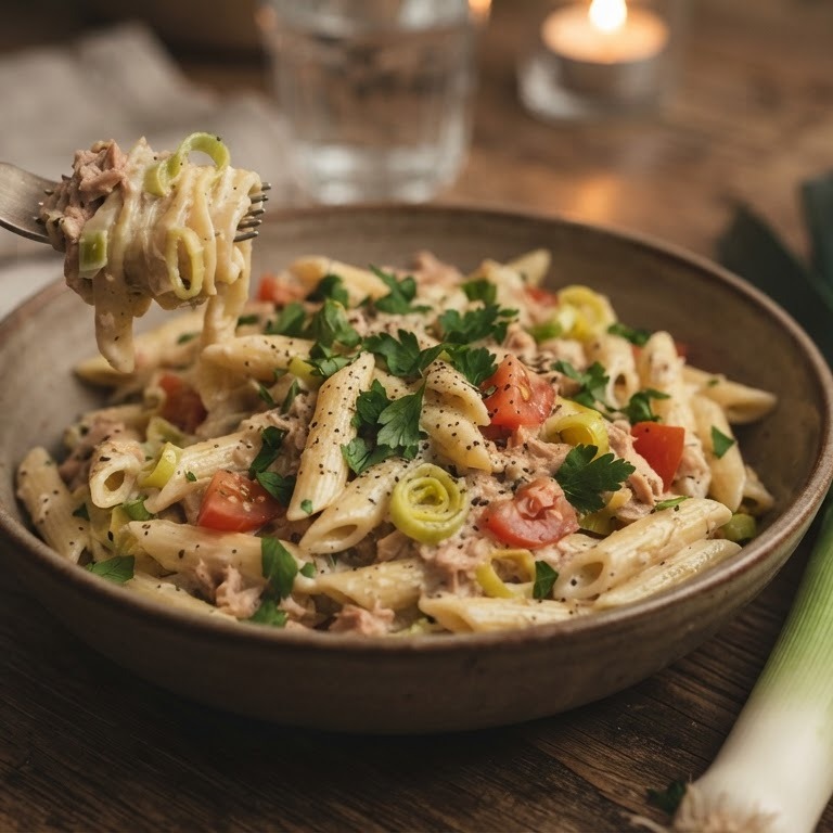 Pasta met tonijn en kruidenkaas recept