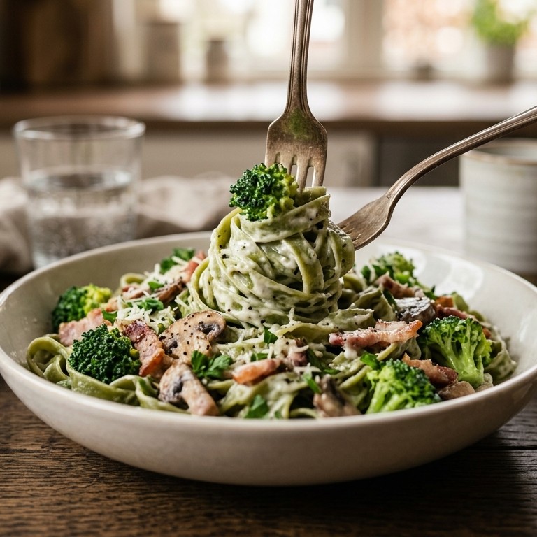 Pasta met witte saus & broccoli recept