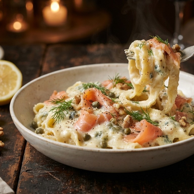 Pasta roquefort-zalm recept