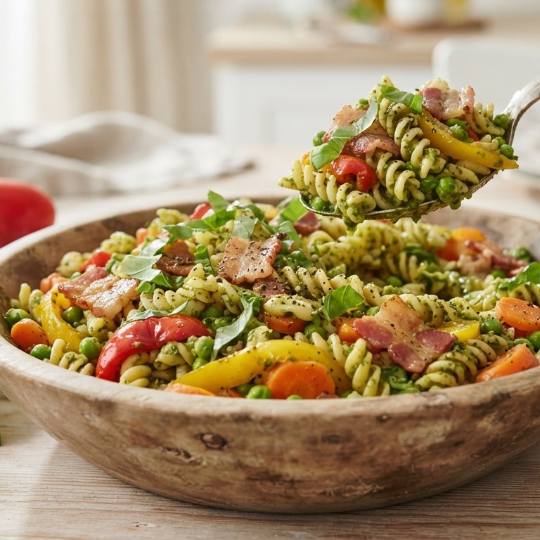 Pastasalade met groenten en pestodressing recept