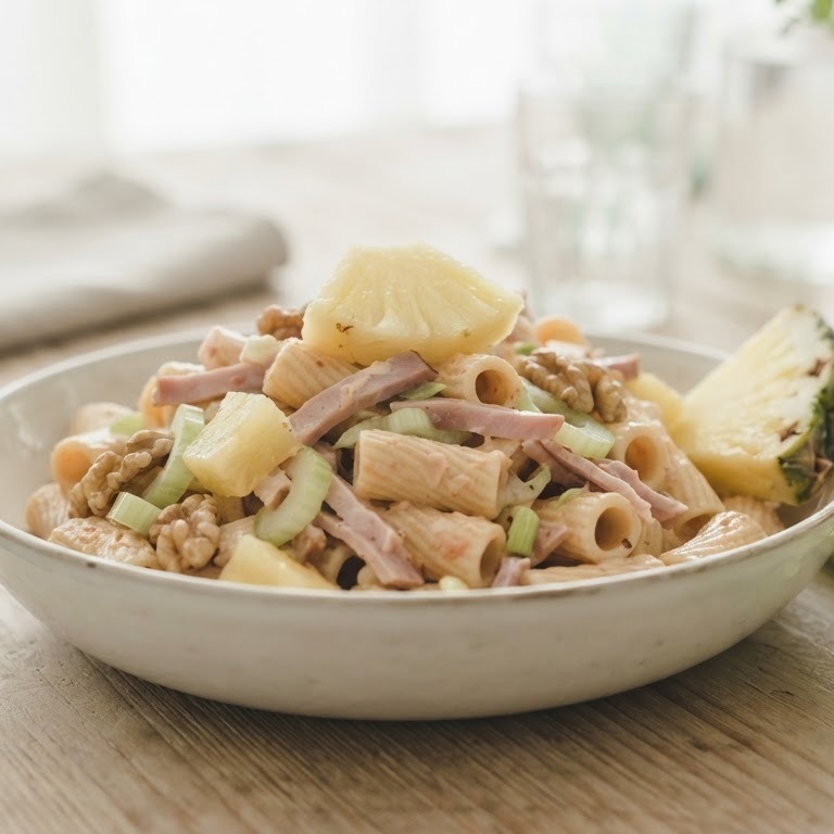 Pastasalade met ham en ananas recept