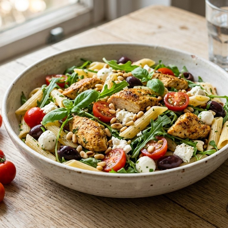 Pastasalade met kip recept