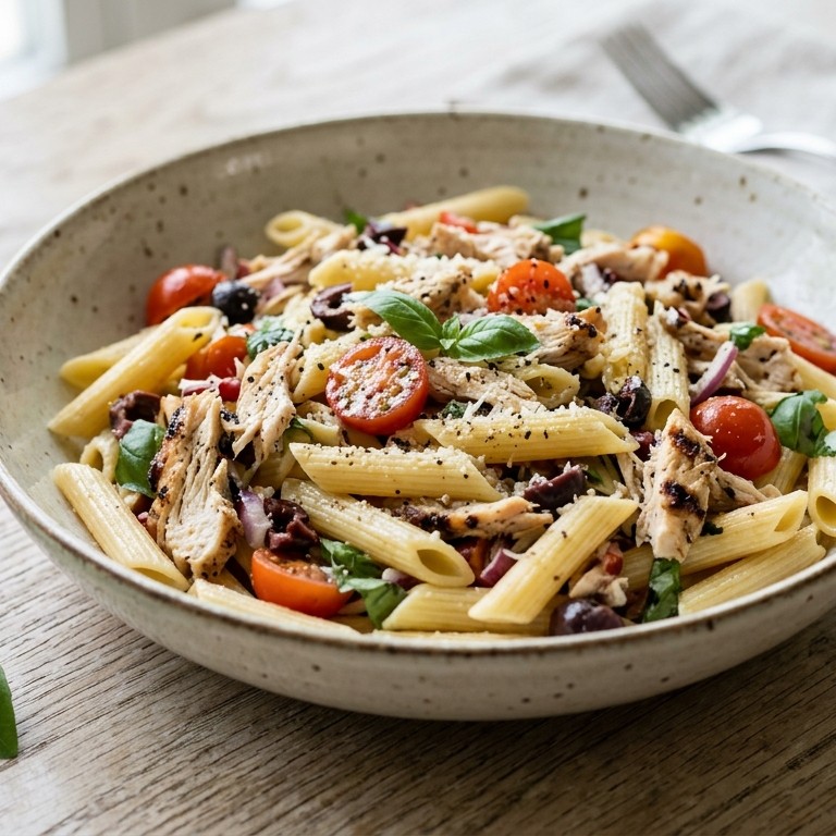 Pastasalade met kip recept