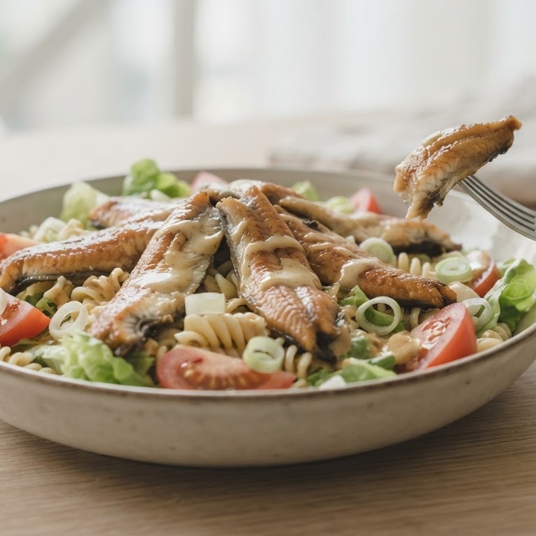 Pastasalade met paling recept