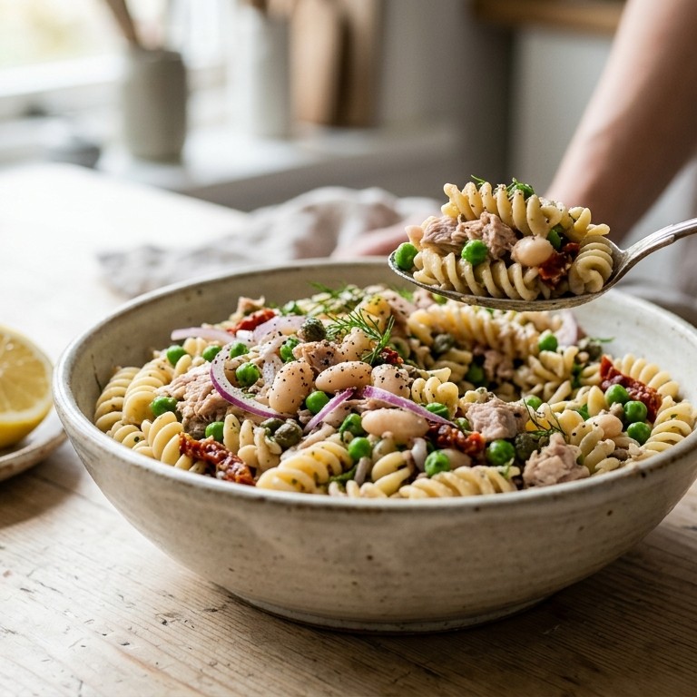 Pastasalade met tonijn en bonen recept