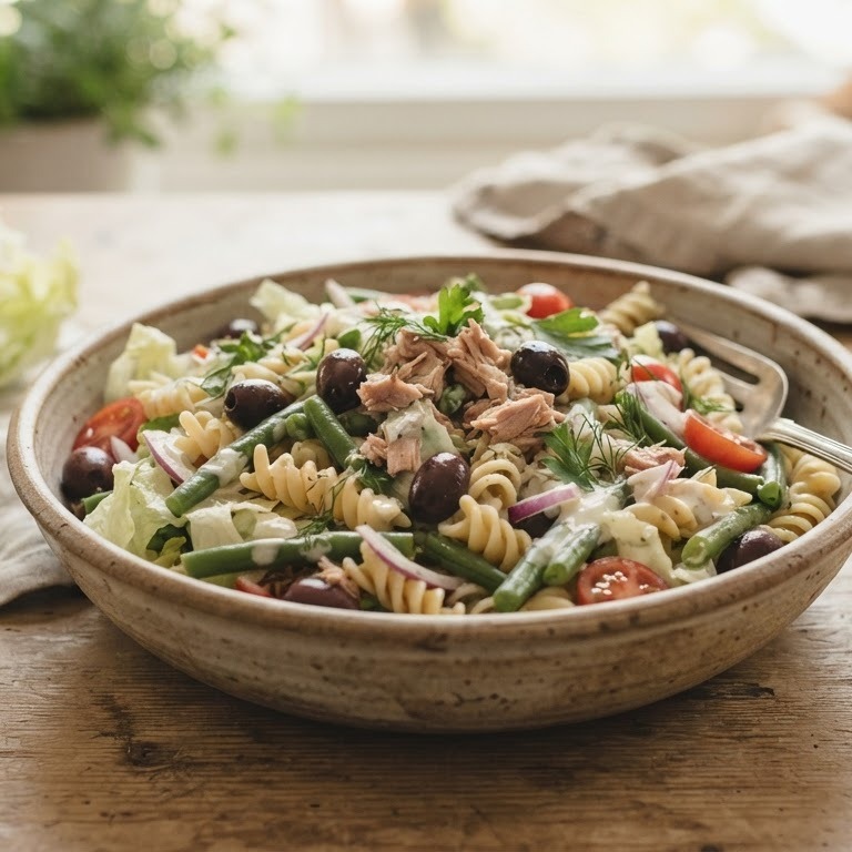 Pastasalade met tonijn en olijven recept