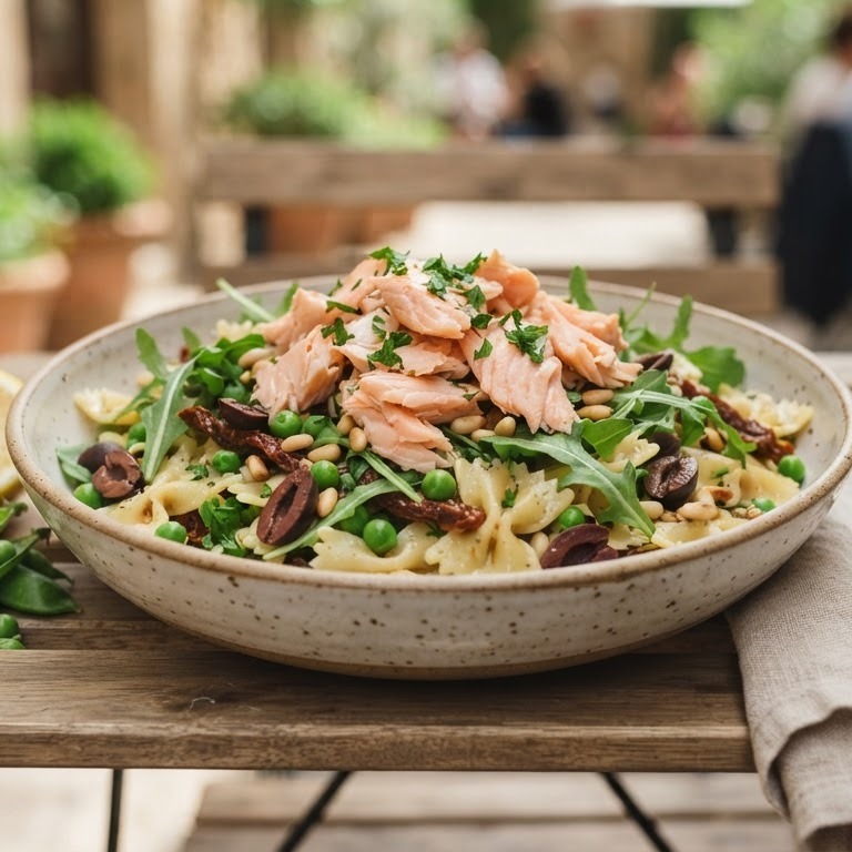 Pastasalade met zalm en rucola recept