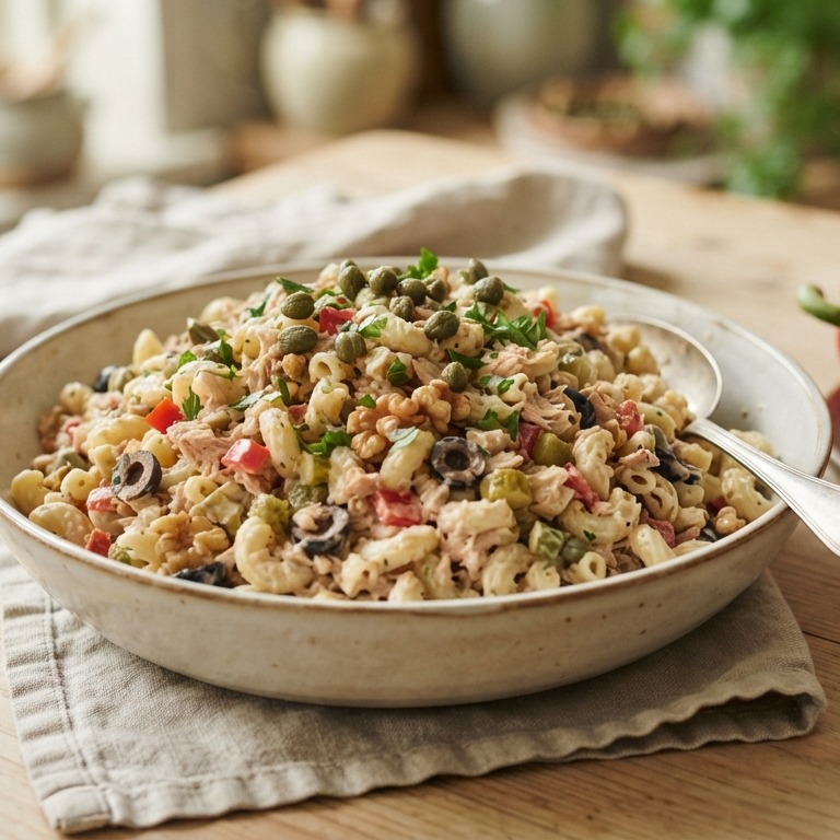 Pastasalade met zalm of tonijn recept