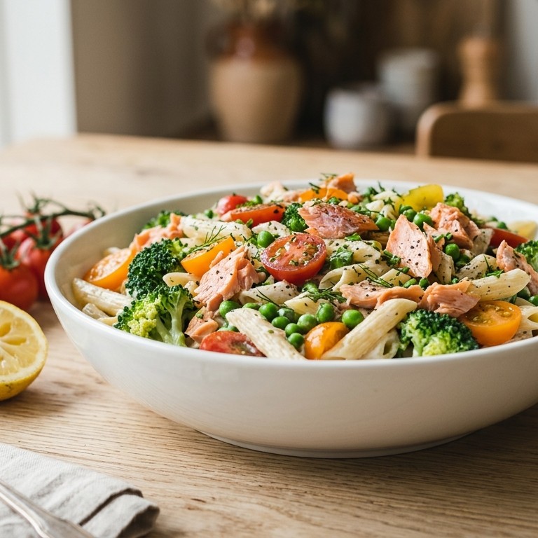 Pastasalade met zalm recept