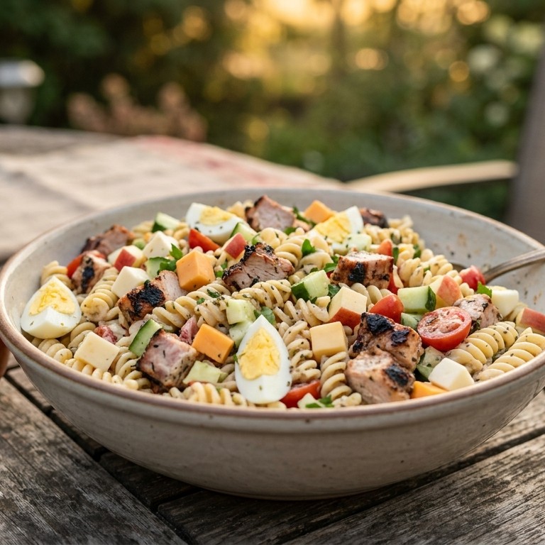 Pastasalade van restjes BBQ-vlees recept