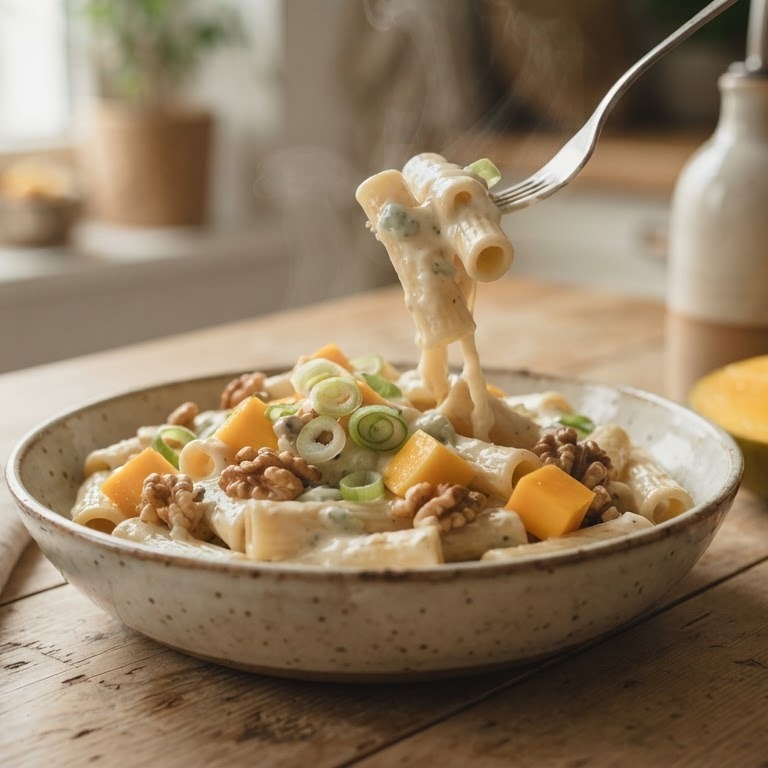 Pastasaus met Gorgonzola, mango en walnoten recept