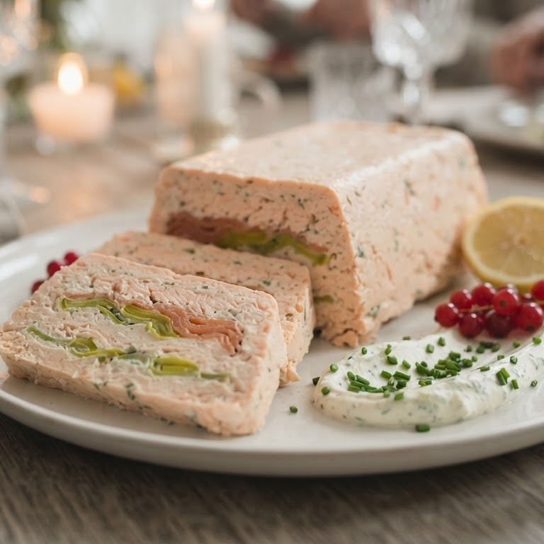 Paté van verse zalm, gerookte zalm en prei recept
