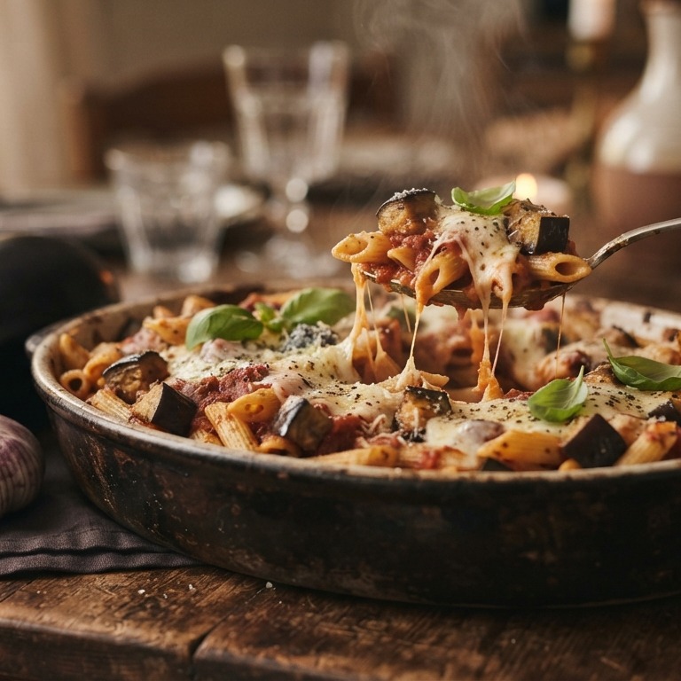 Penne met aubergine recept