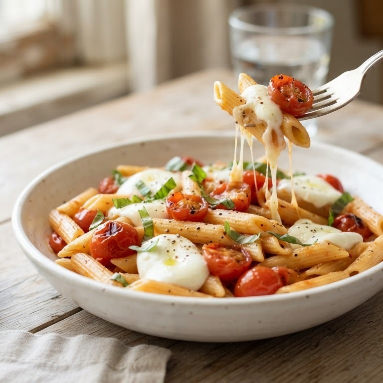 Penne met cherrytomaatjes en mozzarella recept