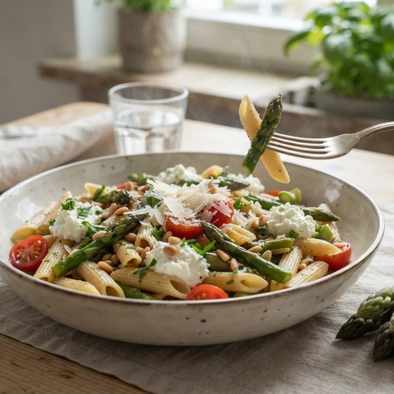 Penne met groene asperges recept