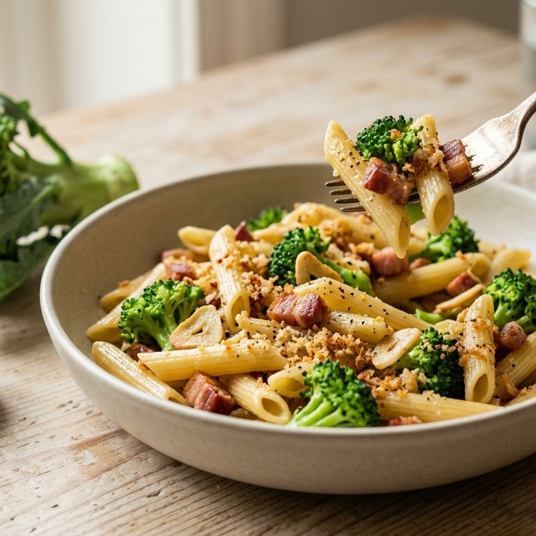 Penne met spekjes en broccoli recept