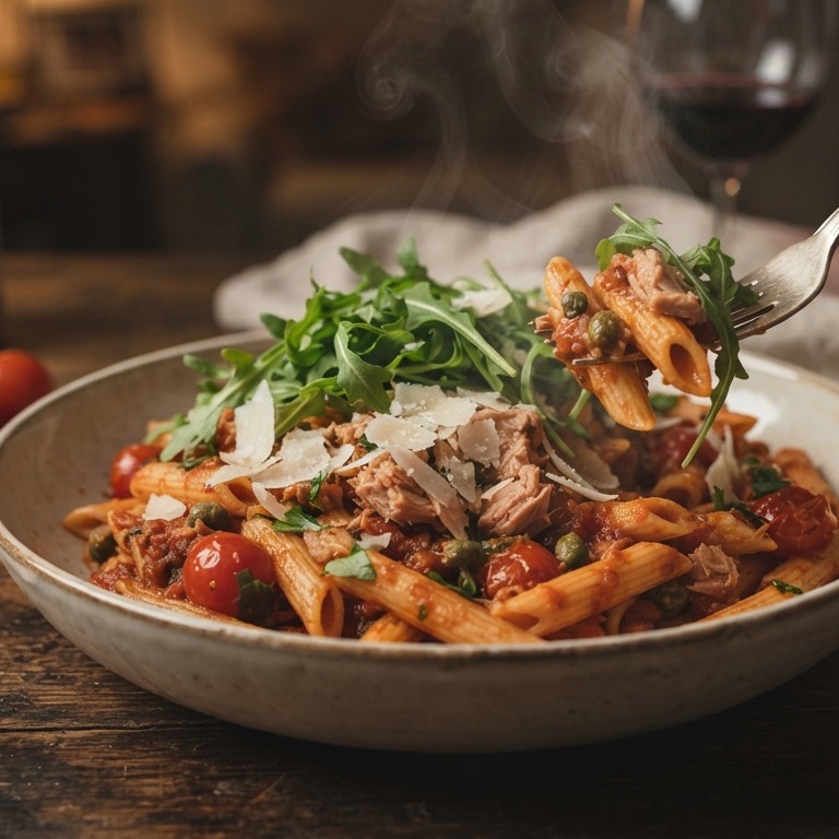 Penne met tonijn in tomatensaus recept