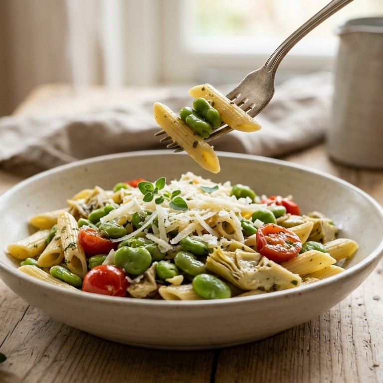 Penne met tuinboontjes recept