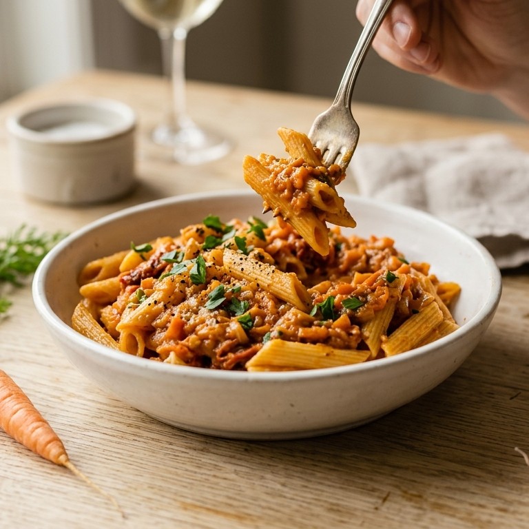 Penne met wortel-tomatensaus recept