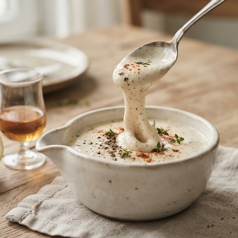 Peper-kwarksaus met cognac recept