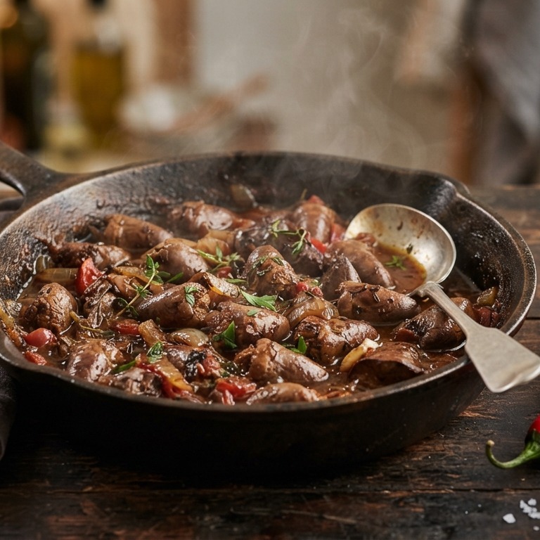 Peper met kippenhartjes en levertjes recept