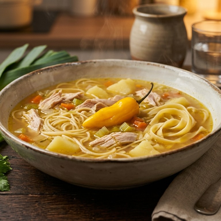 Peper-pasta-aardappelsoep recept