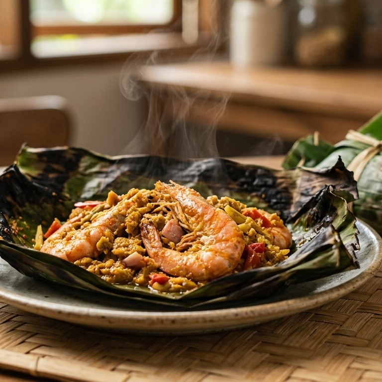 Pepesan oedang (garnalen hapje) recept