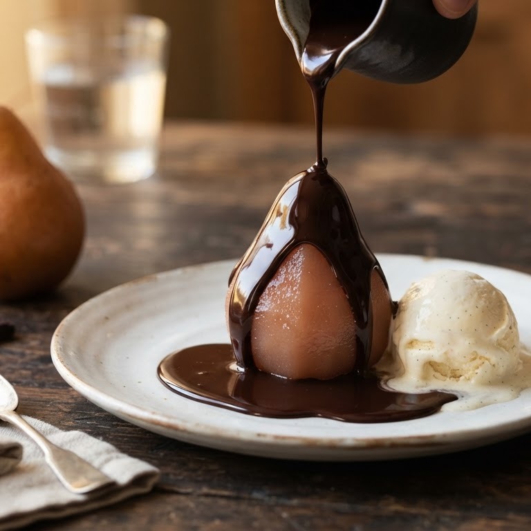 Peren met chocoladesaus recept