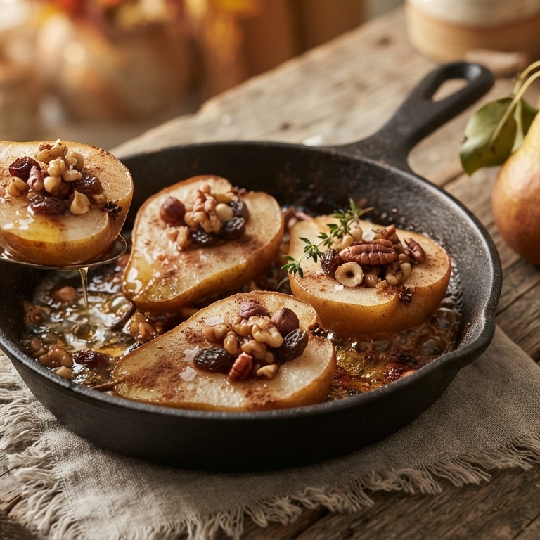 Peren met honing en noten recept