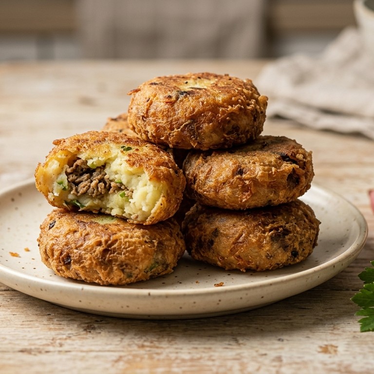 Perkedel daging kentang  (aardappelkoekje met rundvlees) recept