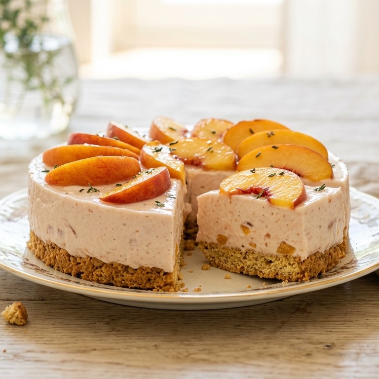 Perzik-yoghurttaart zonder oven recept