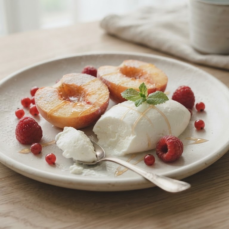 Perziken met platte kaas recept