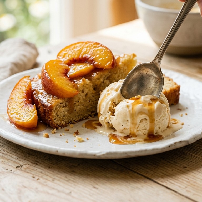 Perzikijs met cake recept