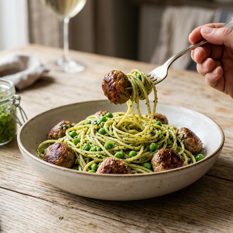Pestopasta met gehaktballetjes recept