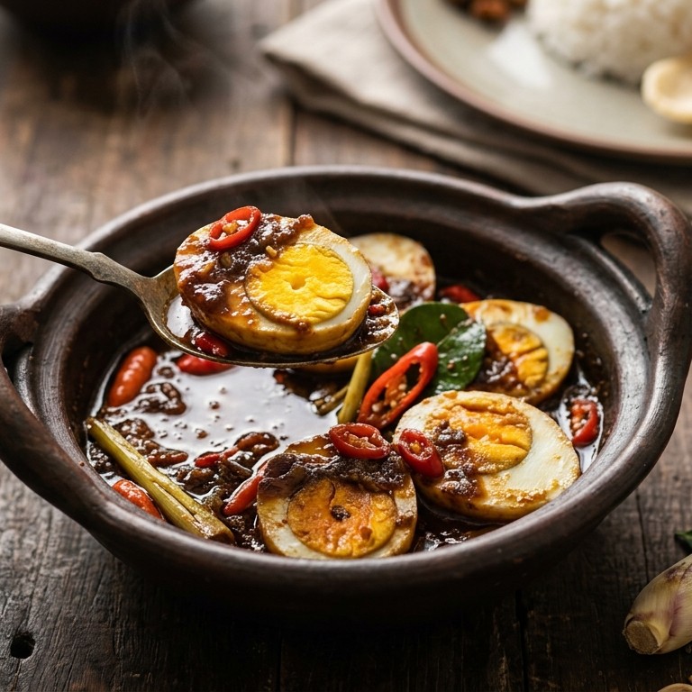 Petis udang telor (gekruide gestoofde eieren) recept