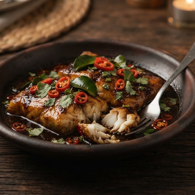 Piendang Ikan ketjap (licht pittige gekruide kabeljauwfilet) recept