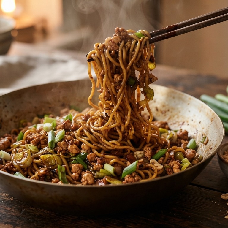 Pikante mie met gehakt recept