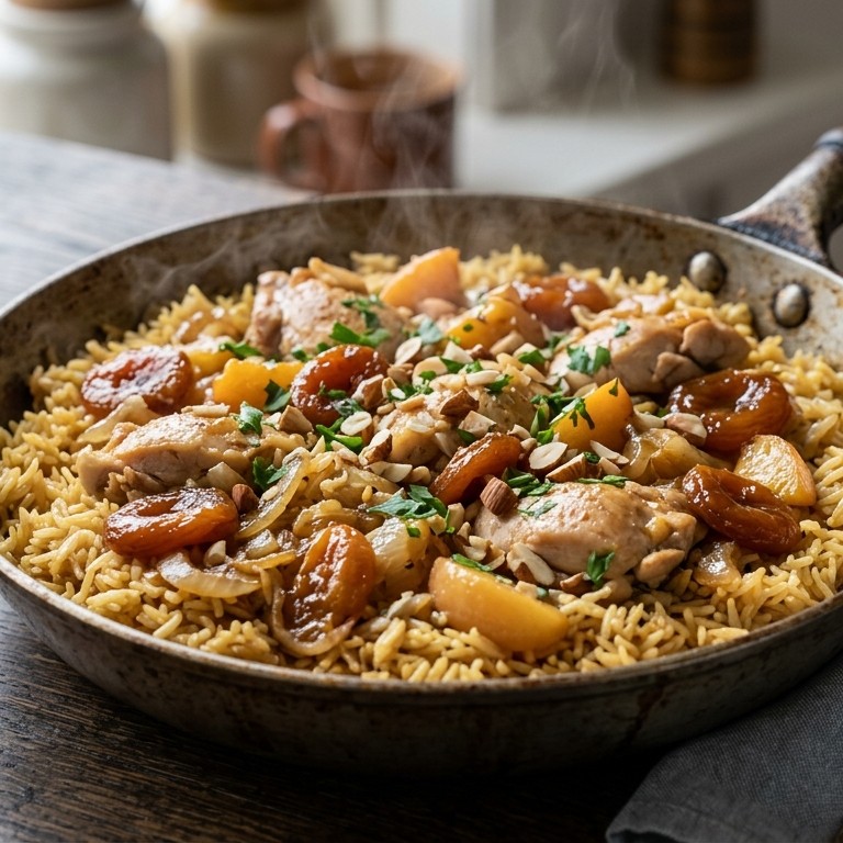 Pilaf met kip en abrikoos recept