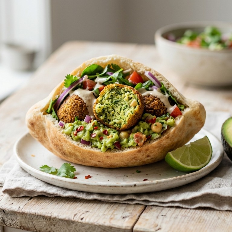Pita falafel met guacamole recept