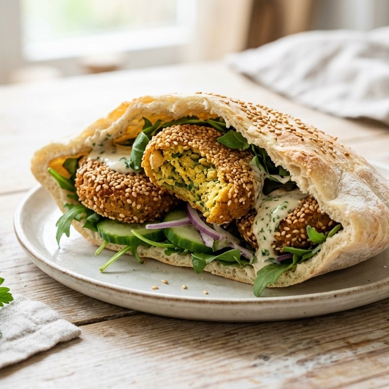 Pitabroodje met sesamburger (light) recept